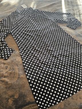 NWT Dress Made With Love Polka Dot Mock Neck  XL Sustainable Recycled Mod Retro